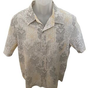 QUIKSILVER Patterned Short Sleeve Collared Shirt Men L Large